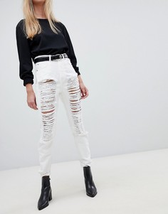 Рваные джинсы в винтажном стиле с завышенной талией Dr Denim Nora - Белый