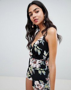 Ромпер с цветочным принтом Boohoo - Черный