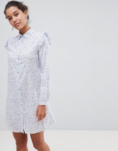 Платье-рубашка с цветочным принтом QED London - Синий