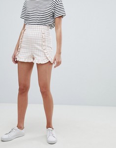 Шорты в решетчатую клетку с оборками ASOS DESIGN Tailored - Мульти
