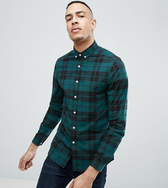 Зеленая клетчатая рубашка из эластичного поплина узкого кроя ASOS DESIGN Tall - Зеленый