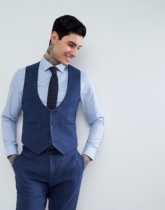 Синий жилет узкого кроя с добавлением шерсти ASOS Wedding - Синий