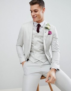 Серый приталенный пиджак из 100% шерсти ASOS - Серый