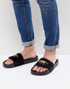 Черные замшевые шлепанцы Puma Leadcat 36575801 - Черный