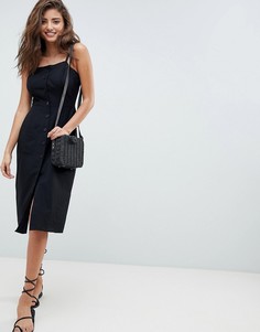Платье миди на пуговицах ASOS FULLER BUST - Черный