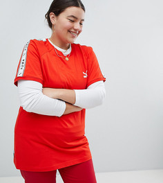 Красная футболка с лентой на рукавах Puma эксклюзивно для ASOS Plus - Красный
