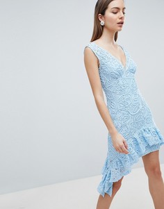 Асимметричное кружевное платье мини с глубоким вырезом ASOS - Мульти