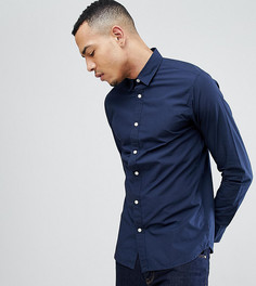 Приталенная рубашка с контрастными пуговицами Selected Homme TALL - Темно-синий