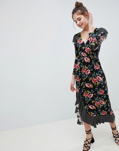 Платье макси с запахом и принтом ASOS DESIGN - Мульти