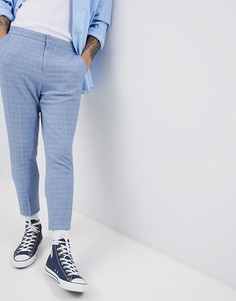 Синие суженные книзу фактурные брюки в строгом стиле ASOS DESIGN - Синий