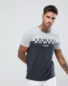Серая футболка узкого кроя со вставками Armani Exchange - Серый
