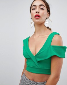 Структурированный кроп-топ с открытыми плечами River Island - Зеленый