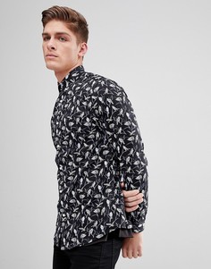 Зауженная рубашка со сплошным принтом Jack &amp; Jones - Черный