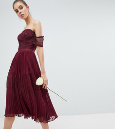 Премиум-платье миди с кружевными вставками ASOS DESIGN Tall Bridesmaid - Красный