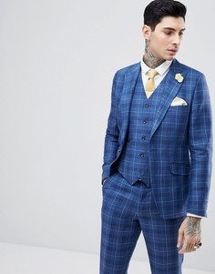 Клетчатый пиджак узкого кроя Gianni Feraud Wedding - Темно-синий