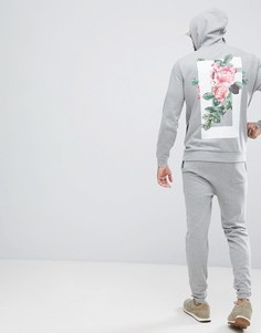 Облегающие джоггеры и худи с цветочным принтом ASOS - Серый