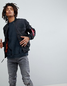 Черный бомбер узкого кроя с однотонными нашивками Alpha Industries MA-1 TT 2 - Черный