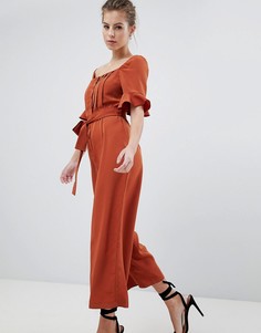 Выбеленный атласный комбинезон в винтажном стиле ASOS DESIGN - Оранжевый