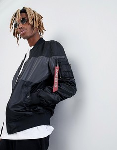 Черный бомбер со светоотражающей полоской на груди Alpha Industries MA-1 VF LW - Черный