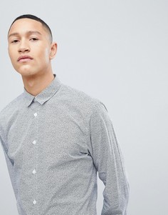 Приталенная рубашка с мелким цветочным принтом Selected Homme - Белый
