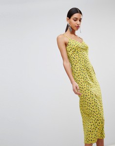 Платье-комбинация миди с цветочным принтом Fashion Union - Желтый