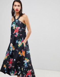 Платье-халтер миди с цветочным принтом Sportmax Code - Черный