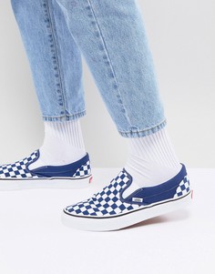 Синие кеды-слипоны в клетку Vans Classic VA38F7QCN - Синий