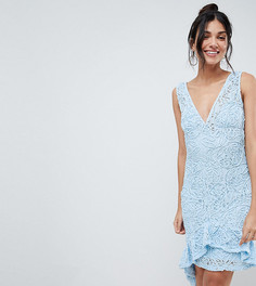 Асимметричное кружевное платье мини с глубоким вырезом ASOS TALL - Черный