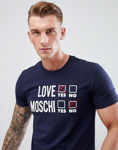 Темно-синяя футболка с принтом Love Moschino - Темно-синий