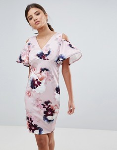 Платье с цветочным принтом и оборками на рукавах Girls on Film - Мульти