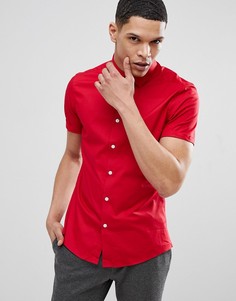 Облегающая красная рубашка с коротким рукавом ASOS DESIGN - Красный