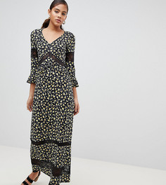 Чайное платье макси с цветочным принтом и кружевными вставками ASOS DESIGN Tall - Мульти
