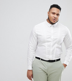 Сатиновая облегающая рубашка с двойными манжетами ASOS DESIGN Plus - Белый
