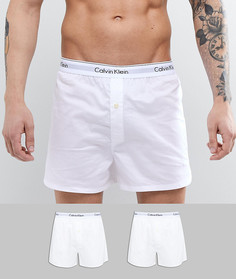 Набор из 2 тканых хлопковых боксеров узкого кроя Calvin Klein Modern - Белый