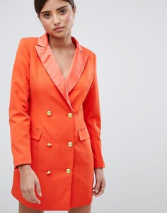 Платье в стиле смокинга с золотистыми пуговицами Missguided - Оранжевый