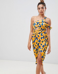 Платье миди с вырезами и абстрактным принтом ASOS DESIGN - Мульти