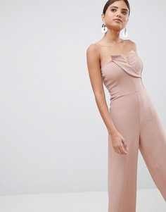 Комбинезон в стиле смокинга с лифом-бандо и широкими штанинами PrettyLittleThing - Фиолетовый