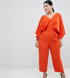Комбинезон с рукавами-кимоно и широкими брюками ASOS DESIGN Curve - Оранжевый