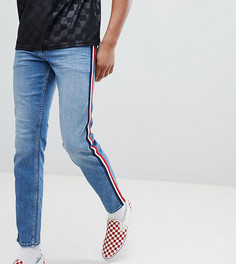 Синие выбеленные джинсы узкого кроя с белыми полосками по бокам ASOS DESIGN Tall - Синий
