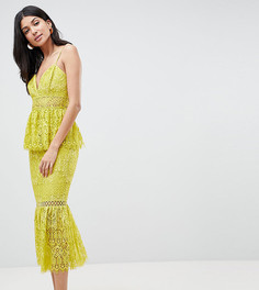 Платье-футляр с оборкой на подоле ASOS DESIGN Tall - Желтый