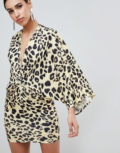 Платье мини с леопардовым принтом Flounce London - Мульти