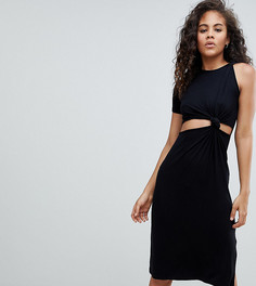 Платье миди с узлом и вырезами ASOS DESIGN Tall - Черный