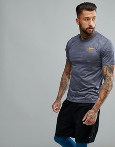 Серая приталенная футболка с камуфляжным принтом Nike Training Hypercool 909350-011 - Серый