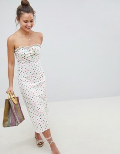 Платье-бандо миди в горошек с бантом спереди ASOS DESIGN - Мульти