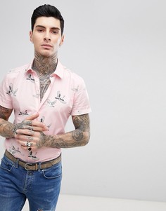Рубашка узкого кроя с короткими рукавами и принтом Devils Advocate - Розовый