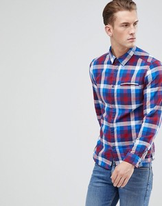 Облегающая рубашка в клетку Esprit - Синий
