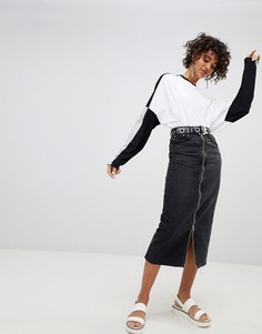 Джинсовая юбка с молнией Cheap Monday - Черный