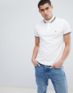 Белая облегающая футболка-поло с окантовкой и логотипом Tommy Hilfiger - Белый