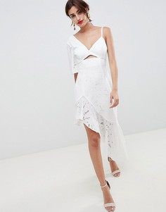 Кружевное платье миди с вышивкой ASOS DESIGN - Белый
