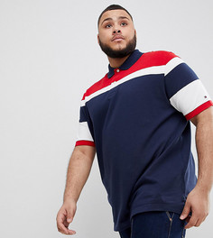 Темно-синее поло узкого кроя с полосками Tommy Hilfiger PLUS - Темно-синий